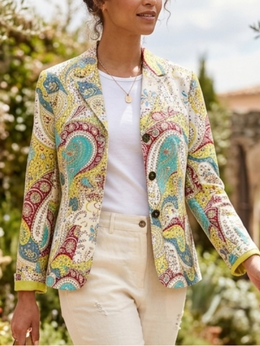 Women's Multicolor Paisley Button-Up Shirt! Quality is phenomenal! 10